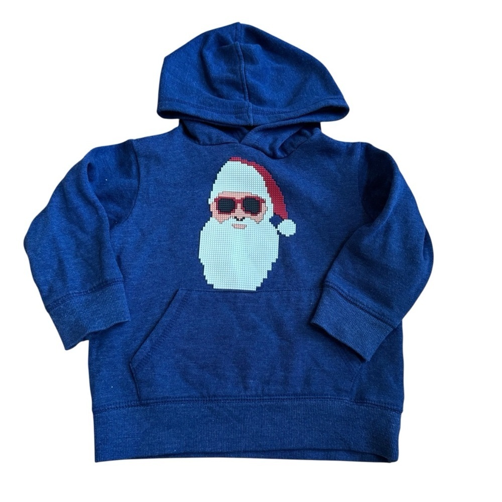 Cotton On Blue Santa Clause Sweatshirt Hooded Pullover Long Sleeve Toddler Boy 2